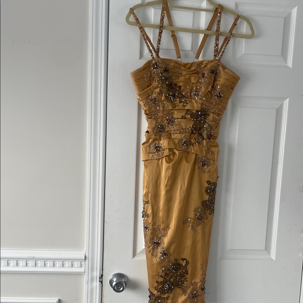 Gold Embellished Midi Dress